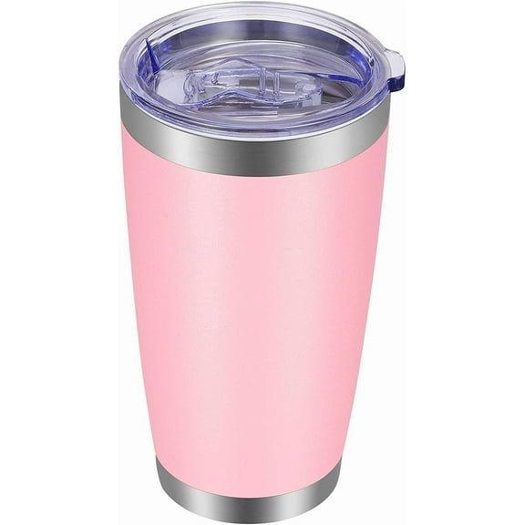 20oz Tumbler with Lid and Straw Stainless Steel Tumbler Cup Vacuum Insulated Double Wall Travel Coffee Mug Powder Coated Coffee Cup(Pink 1 Pack)