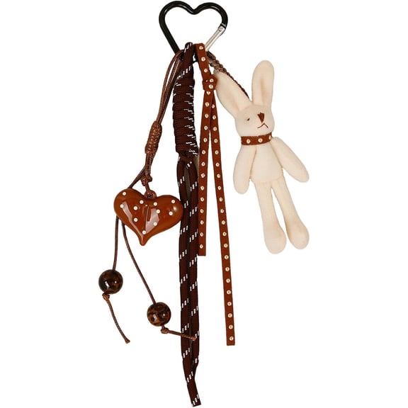 Kawaii Plush Keychain Purse Charms Cute Brown Bag Charms for Women Handbags