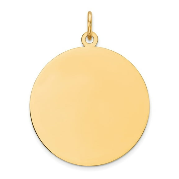 Auriga 14K Yellow Gold Plain .009 Gauge Circular Engravable Disc Charm for Women (L-29mm, W-23mm)