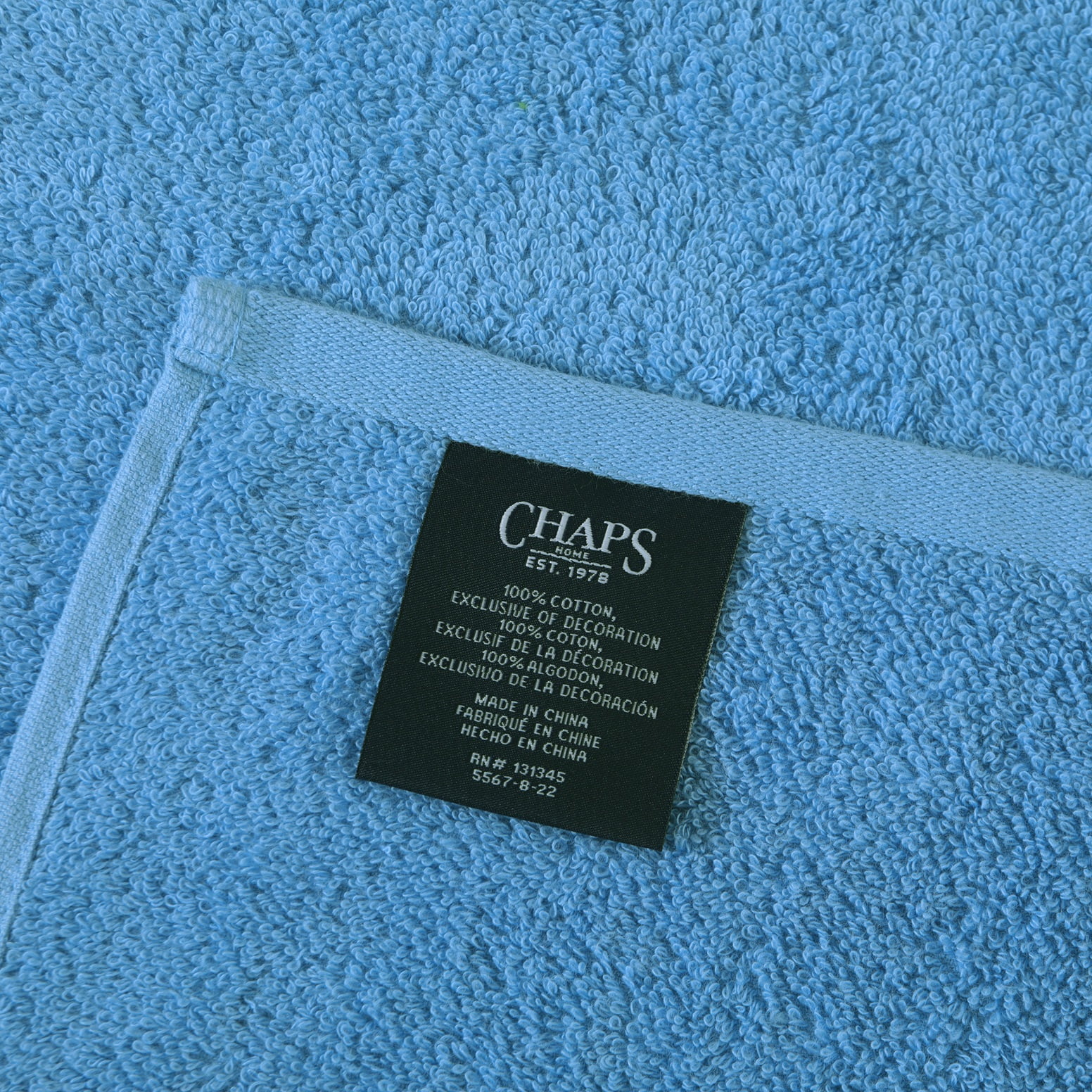 Chaps Bath Towels 6-Piece Sets for Bathroom - Ring Spun Cotton Towel Set - Blue