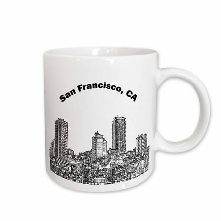 

3dRose San Francisco Line Art Ceramic Mug 11-ounce