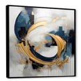 thumbnail image 2 of Designart "Serenity in Golden Blue Abstract Whirls V" Abstract Framed Wall Art - Gold Abstract Fractal Living Room Framed Canvas Art, 2 of 6