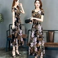 thumbnail image 4 of Female Summer Waisted Floral Pattern Short-Sleeve Printing Dress Gray Pattern XL Cloth, 4 of 9