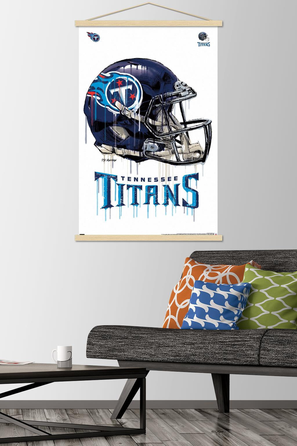 NFL Tennessee Titans - Drip Helmet 20 Wall Poster with Wooden Magnetic Frame, 22.375" x 34"