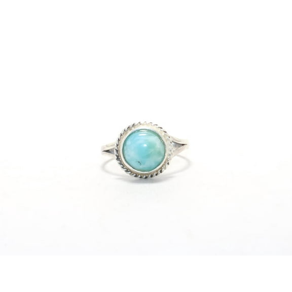 Heaven Crafts Natural Larimar Silver Ring Everyday Jewelry Bridesmaid Ring Gift Idea 925 Sterling Silver Handmade
