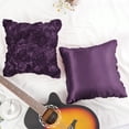 thumbnail image 7 of PiccoCasa Decorative Throw Pillow Covers 3D Satin Rose Flower Shells Cushion Covers, 2Pcs, 16"x16" Purple, 7 of 7