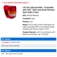 thumbnail image 2 of Left Tail Light Assembly - Compatible with 1999 - 2002 Jeep Grand Cherokee Sport Utility 4-Door 2000 2001, 2 of 2