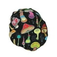 thumbnail image 2 of Kll Bright Mushrooms Pattern Shower Cap & Bath Cap For Women,Reversible Oversized Waterproof Shower Caps For All Hair Lengths,Elastic Reusable Bathing Hair Cap, 2 of 9