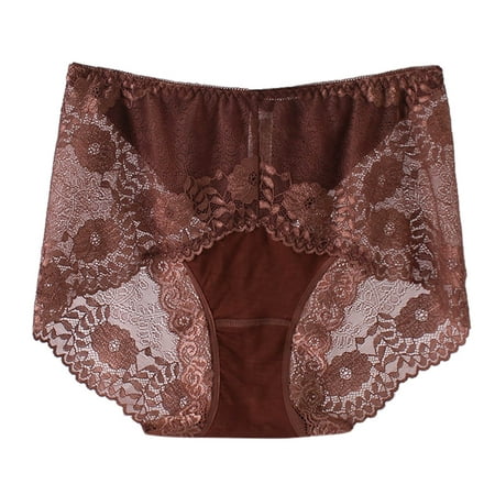 

Dtydtpe underwear women Ladies Transparent Lace Panties Big Size Cotton Hollow Breathable Quality cotton underwear for women Coffee