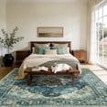 thumbnail image 2 of KoshiMe Washable Area Rug 8'x10', Non-Slip Soft Vintage Distress Floral Rugs for Living Room, Stain Resistant Low Pile Medallion Carpet for Dining Room Office, Dark Blue, 2 of 9