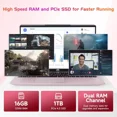 thumbnail image 3 of 15.6" IPS FHD Laptop, Intel 6 Core i3-1215U (Beat i5-1135G7, Up to 4.4GHz) 32GB RAM 1TB SSD Business Laptop Computer Fingerprint Backlit Keyboard 65W Type C Wi-Fi 6 Win 11 RoseGold, 3 of 6