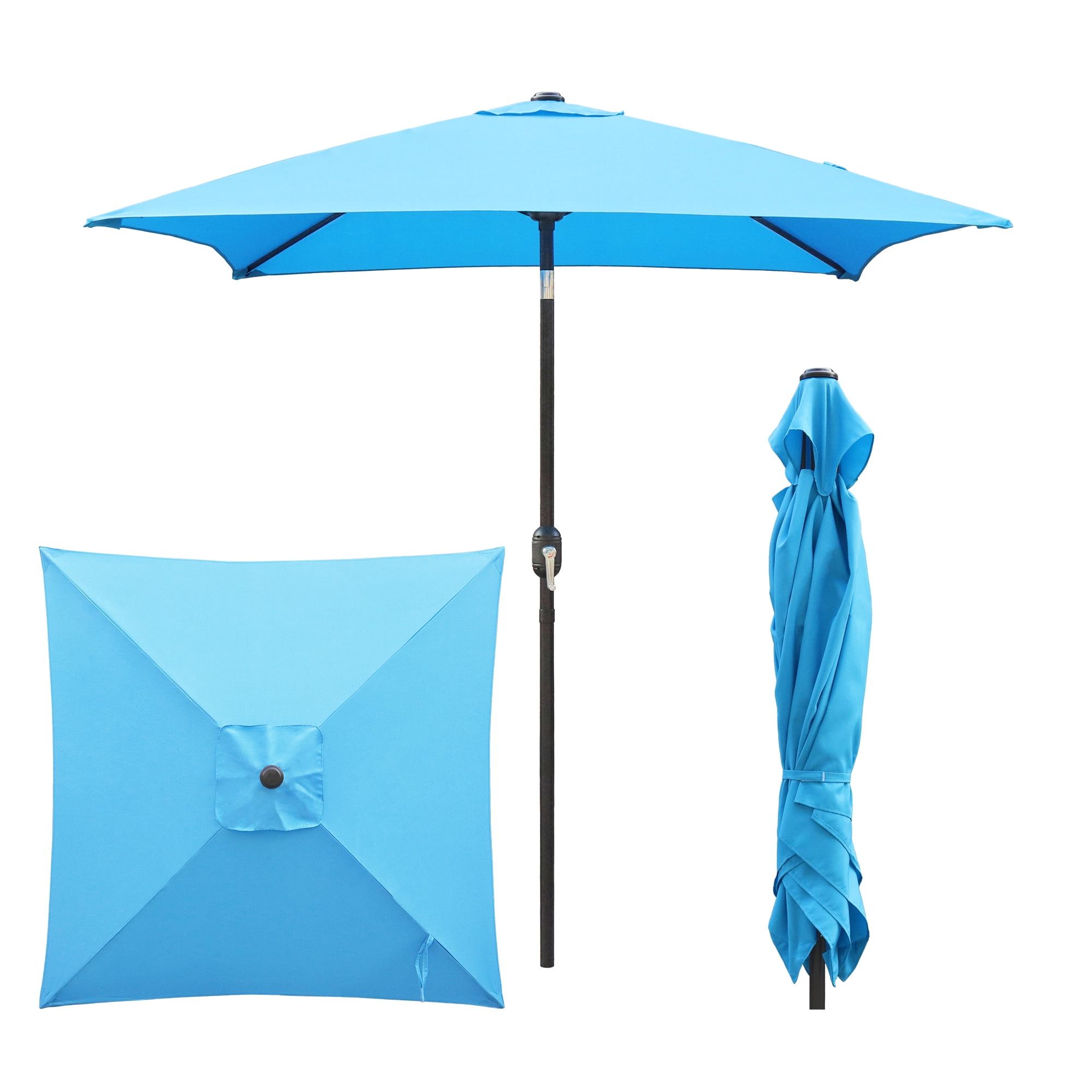 Abble 6.5FT Square Outdoor Patio Umbrella with Push Button Tilt and Crank Handle, Market Umbrella for Garden Deck Backyard Pool,  Aqua