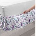 thumbnail image 2 of Spring Bed Skirt, Romantic Spring Flora with Curly Tender Leaves and Butterflies, Elastic Bedskirt Dust Ruffle Wrap Around for Bedding Decor, 4 Sizes, Dark Turquoise Dark Blue, by Ambesonne, 2 of 2