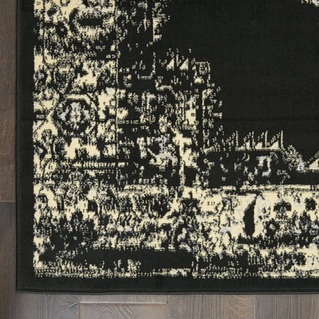 Photo 1 of 5'3"x7'3" Rectangle Loomed Area Rug Black - Nourison