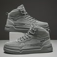 thumbnail image 4 of Men'S High-Top Fashion Sneakers - Casual Sports Street Style, Solid Color with Graphic Detail, EVA Sole, Round Toe - For Men - Suitable for Daily All-Season Lace-Up Running Shoes, PU & Fabric Upper,, 4 of 9