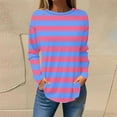 thumbnail image 2 of FAIWAD Womens Plus Size Striped Tops Basic Long Sleeve Workout Pullover Top Crewneck Casual Tunic Tops, 2 of 4