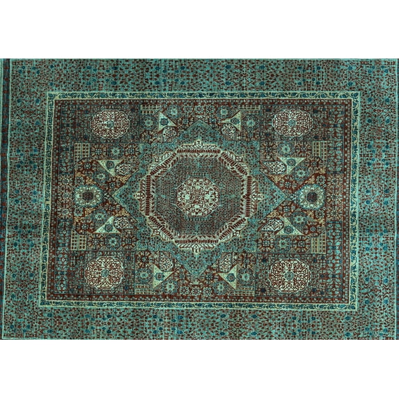 Ahgly Company Indoor Rectangle Oriental Light Blue Modern Area Rugs, 6' x 9'