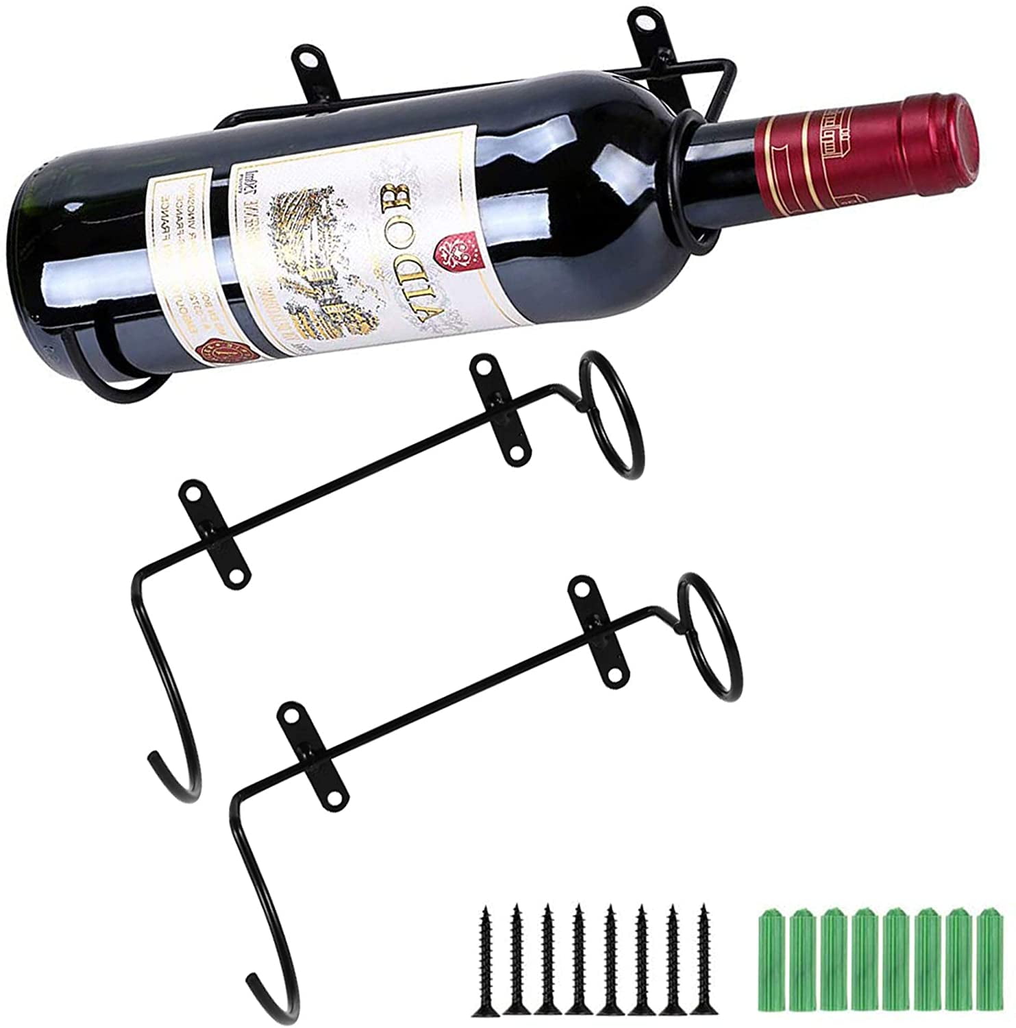 2 Pieces Metal Hanging Wine Rack Red Wine Bottle Display Rack With