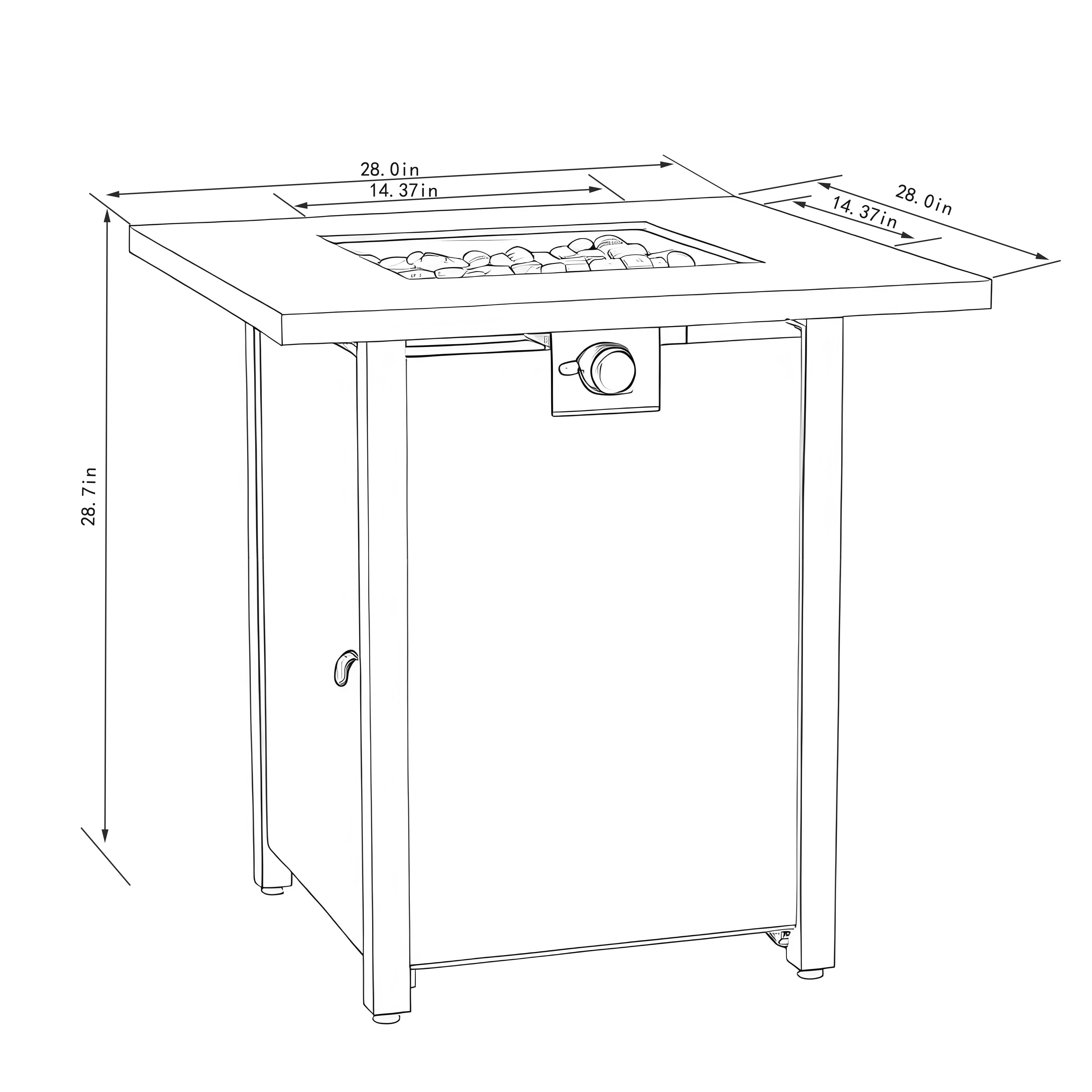E-Western 28-Inch Propane Fire Pit Table with 50000 BTU Steel Square Design for Outdoor Patio Garden Courtyard Black