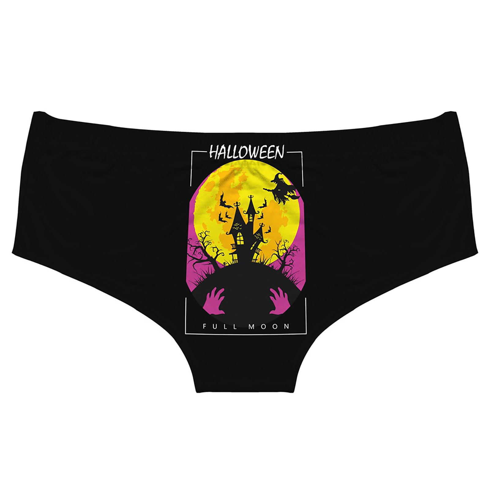 rygai Low-Rise Elastic Waist Stretchy Women Panties Halloween Themed Ghost  Skull Print Briefs for Sleeping,J,One Size 