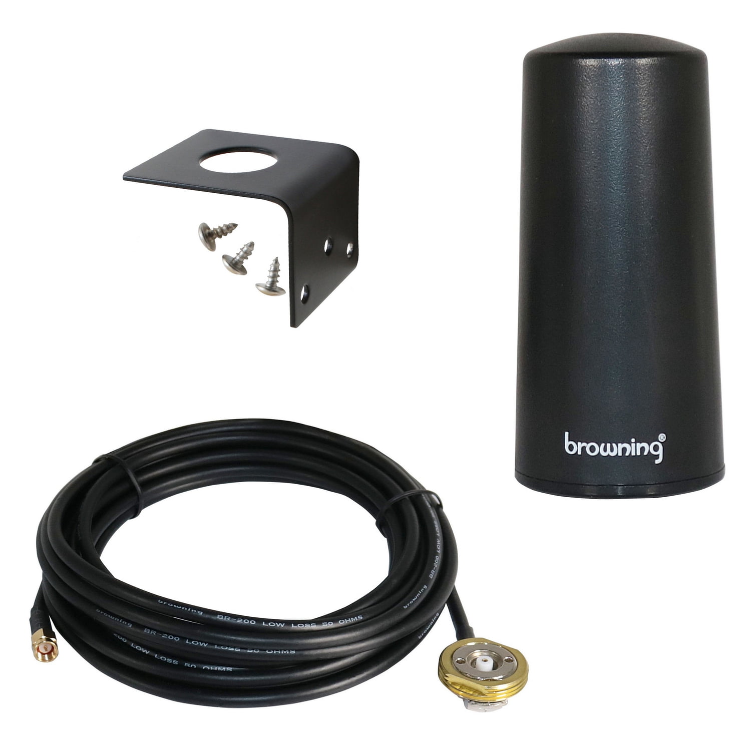 Browning 5G/4G/3G/LTE/Wi-Fi/Cellular 4-dBi Gain 806 MHz to 2,500 MHz Tri-Band Antenna Hole-Mount Kit with 17-Ft. Low-Loss Cable and SMA Connector, BR-2483-H