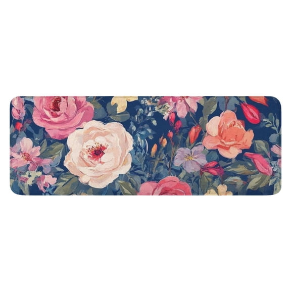 Pioneer Flower Floral Print Pattern Kitchen Rug Mat,Kitchen Runner Rugs Non Skid Washable,Decorative Kitchen Floor Mats for Kitchen,Sink,Laundry,17"x47.2"