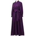 thumbnail image 4 of Afinprain Women's Clergy Dress Long Sleeve A-Line Maxi Dress with Belt and Tab Collar, 4 of 8