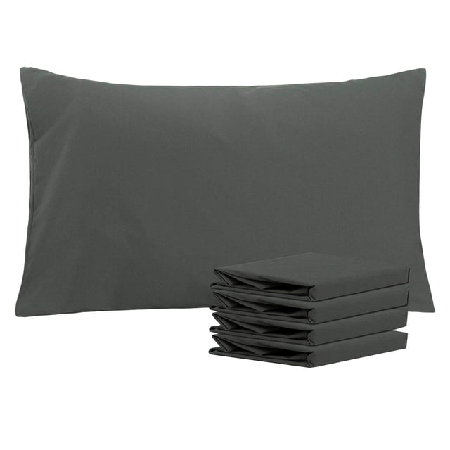 Juego de fundas de almohada NTBAY Queen de microfibra cepillada gris oscuro x4