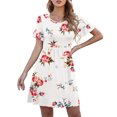 thumbnail image 5 of Sundresses for Women Casual Summer - Womens Casual Summer Beach Dresses Solid/Floral Crewneck Short Sleeve T-Shirt Dress Loose Swing Dress Aline Sundress, 5 of 7