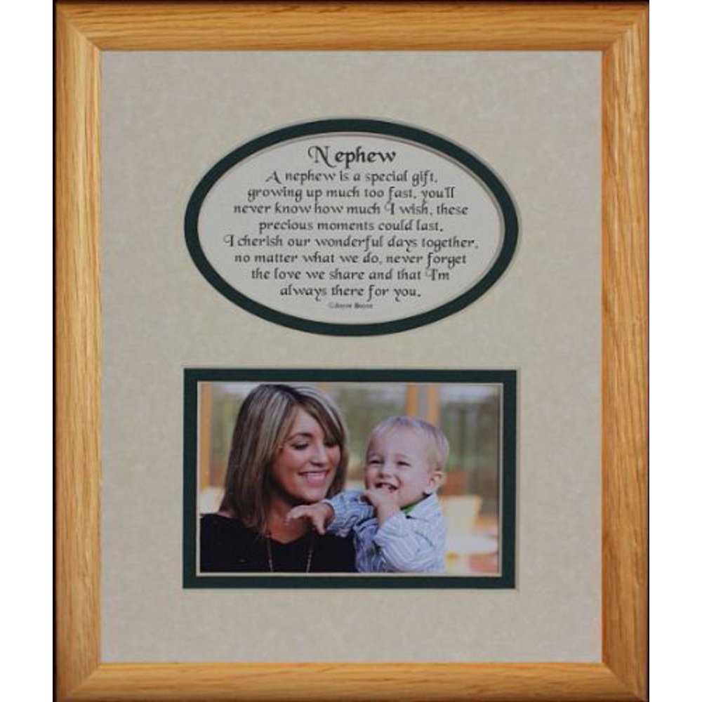 8X10 Nephew Picture & Poetry Photo Gift Frame Cream/Hunter Green Mat Heartfelt Keepsake