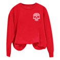 thumbnail image 4 of WEIWEN Halloween Sweatshirts for Women Dressy Casual Skull Printed Crewneck Long Sleeve Fall Outfits 2026 Trendy Halloween Sweaters for Women Fashion Clothing Womens Tops Watermelon Red, XL, 4 of 4