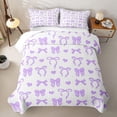 thumbnail image 2 of Manfei Purple Bow Love Heart Bed Spread Queen for Girls, Cute Cartoon Queen Coverlet Set, 2 of 7