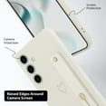 thumbnail image 3 of Designed for Samsung Galaxy S24 Case with Strap Silicone Love Heart Phone Cover for Women Wristband Kickstand Full Body Protective Slim Case for Galaxy S24 2024-Beige, 3 of 9