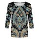 thumbnail image 5 of Tops de Verano 3/4 Mangas para Mujeres 2025 Impresa Camiseta Blusa Cuello Redondo Primavera Y Verano Top, 5 of 5