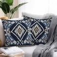 thumbnail image 2 of Ethnic Style Pattern Outdoor Pillow Covers Pack of 2 Vintage Blue Weaving Abstract Waterproof Throw Pillow Covers Decorative Cushion Cases for Patio Garden Tent Balcony Couch 24x24 inch, 2 of 8