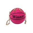 thumbnail image 1 of Bolsa de hombro con forma de bola para mujer, cruzado con cadena de felpa de PU (rosa roja) Ehuebsd Para Estrenar, 1 of 9
