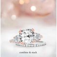 thumbnail image 6 of 3 Stone 3.8ctw AAA Cushion Cut CZ Meghan Markle Modern Luxe Royal Engagement Ring with Micro Pave Band, Size 5-10, 6 of 7