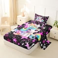 thumbnail image 2 of Erosebridal Kawaii Animal Unicorn Twin Sheet Sets 3pcs For Girls Boys,Kids Stars Print Bedding,Black Pink, 2 of 5