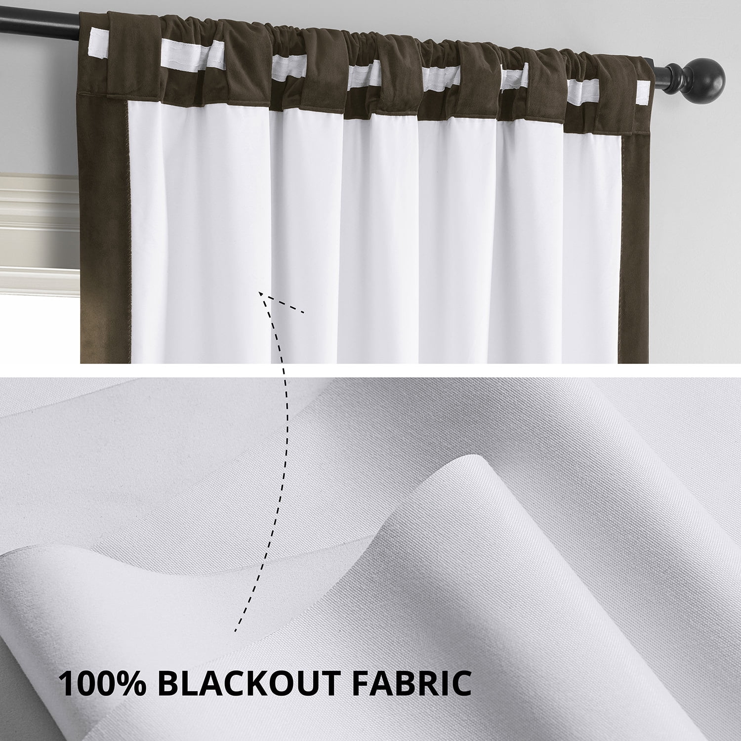 Half Price Drapes Signature Java Velvet Blackout Curtains For Bedrooms (1 Panel), 50WX 96L