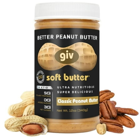 giv soft butter Organic Peanut Butter with Monk Fruit Sweetener for Kids and Adults, 12 oz