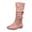 Pink, variant on Beige Women'S Mid-Calf Boots Suede Flat Ankle Boots Zipper Casual Fall Fashion Stacked Foldable Boots For Ladies Outdoor Walking