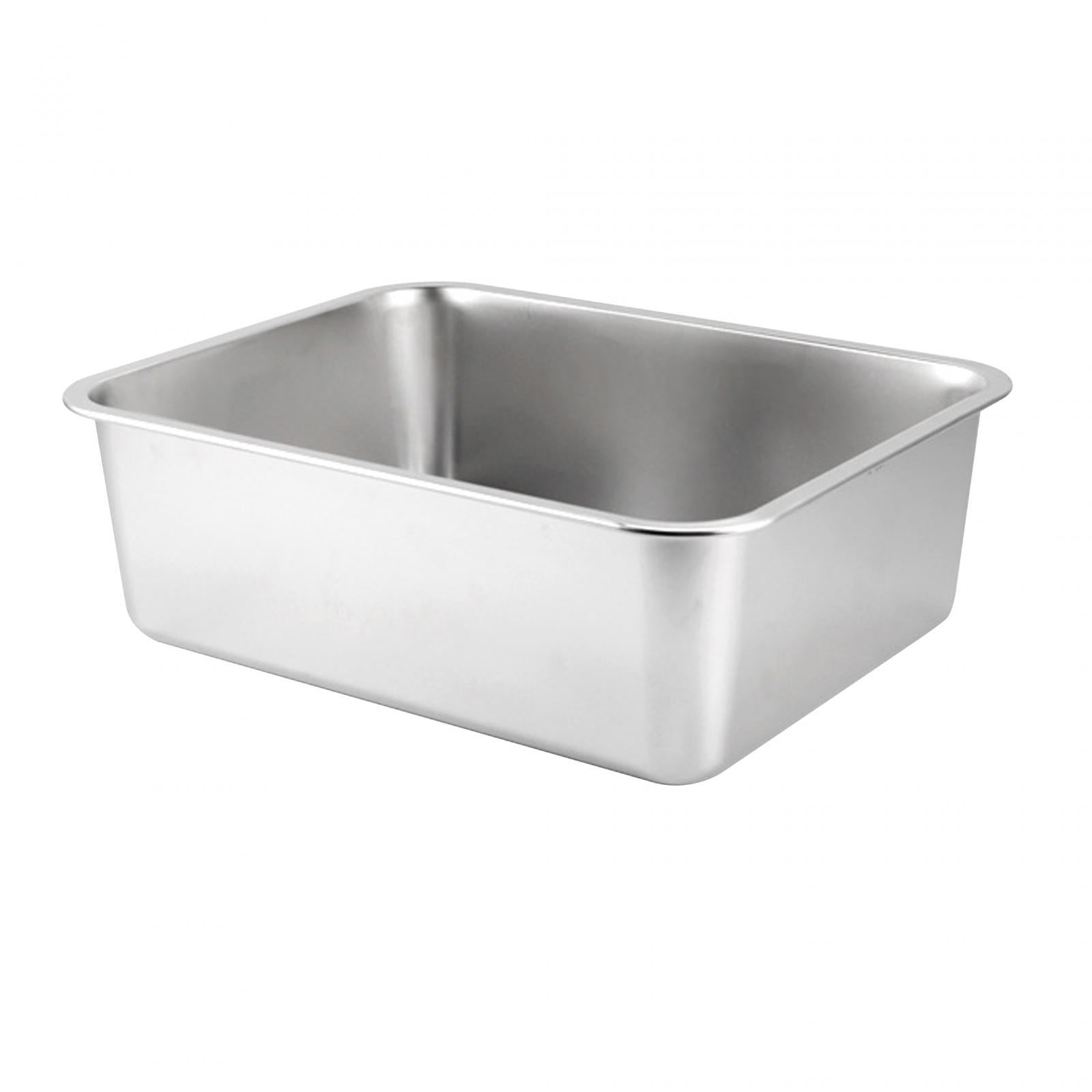 Cat Kitty Litter Pan Stainless Steel Open Top Pet Litter Tray Cat Toilet Easy to Clean Portable High Sided Cat Sandbox Cat Bedpan 50cmx35cmx10cm
