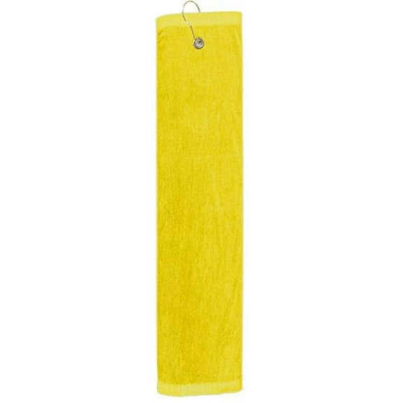 16" x 26" Premium Cotton Velour Golf Towel with Tri-fold Hook & Grommet Placement Gold