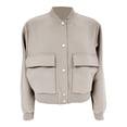 thumbnail image 1 of Chamarra George para Mujer, Bomber con Botones al Frente, Cuello Redondo Beige Talla M, 1 of 4