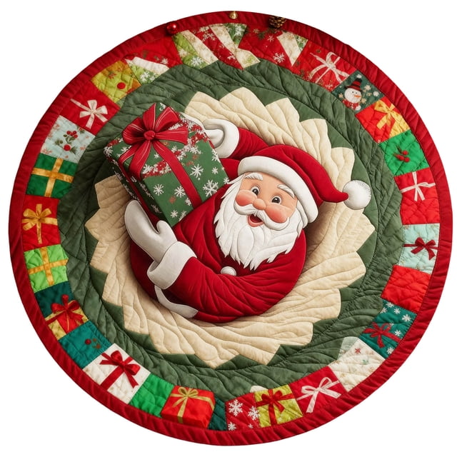 TIELUTT Christmas 3D Rug – Christmas Optical I Llusion Rugs Decorative Rug with Depth Pattern Theme Santa C Laus Quilted Round Bedroom Soft Rug Blankets Knit Blankets Room Rugs for Bedroom Home Rug