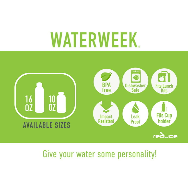 Reduce WaterWeek Refillable Water Bottles, 14 oz - Includes 5 WaterWeek  Leak Proof Tritan Reusable W…See more Reduce WaterWeek Refillable Water