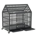 thumbnail image 4 of Pefilos 47" Heavy Duty Dog Crate Kennel with Window on Roof, Pet Cage Metal Playpen for Large Medium Dogs with 4 Lockable Wheels, Black, 4 of 16