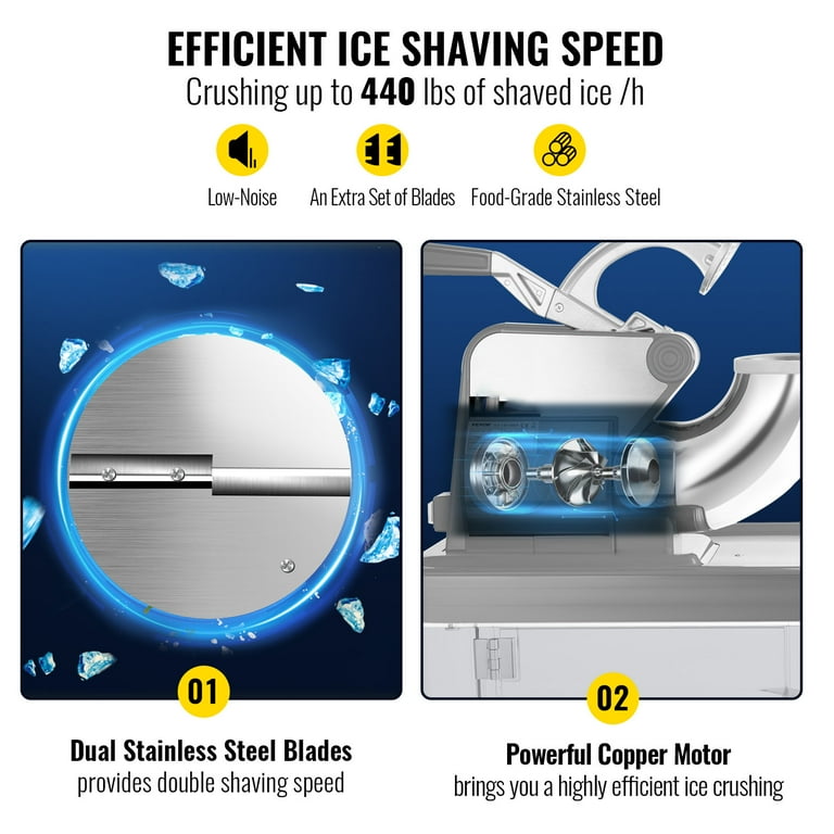 Ice Crusher 110V And 220V Electric Ice Chopper Stainless Steel Snow Cone  Maker Ice Crushing Machine