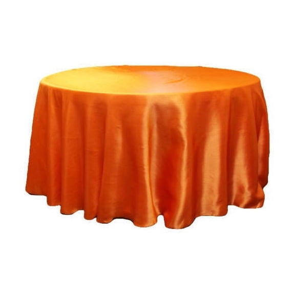 5 Pack 132" Inch round Satin Tablecloth 21 COLORS Table Cover Wedding Banquet", (Color: Orange)