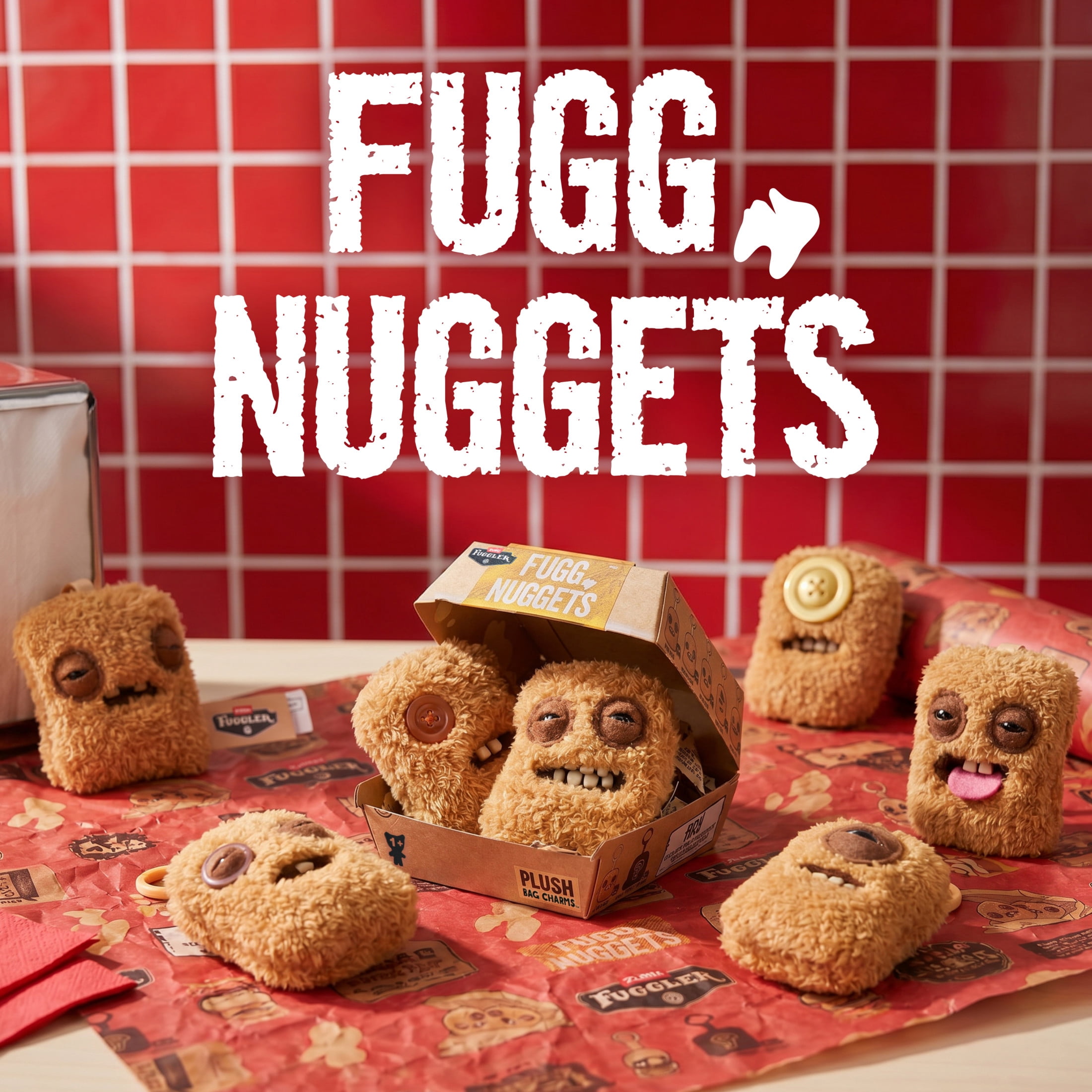 Fuggler Fugg Nuggets 3.5 Inch Plush Keyring Collectible by ZURU Featuring Funny Ugly Monster Designs with Human‑Like Teeth, Wild Expressions, Durable Clip, and Portable Chaotic Personality